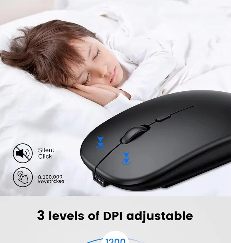 Bluetooth Dual Mode Charging Mouse 5.0 Mute Silent Notebook Game Girls G Wireless Black Mouse