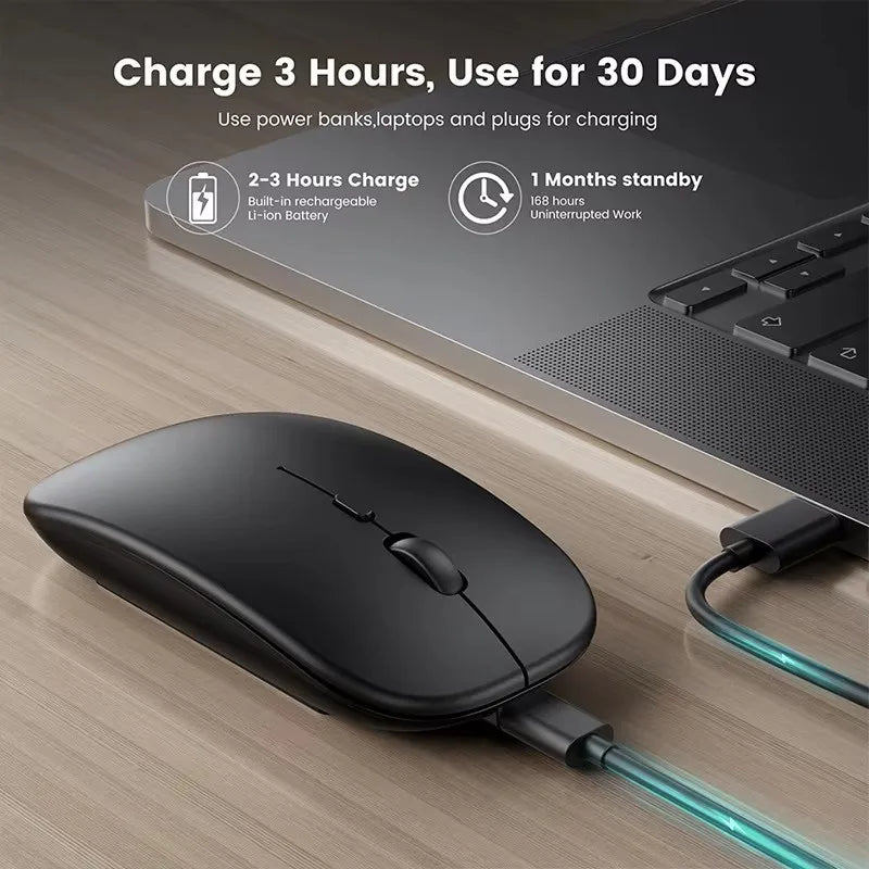 Bluetooth Dual Mode Charging Mouse 5.0 Mute Silent Notebook Game Girls G Wireless Black Mouse