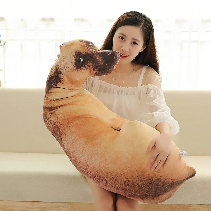 3D Cute Curved Dog Pillow 50cm Pillow Realistic Animal Funny Dog Head Role Playing Home Decoration Sofa Ornament