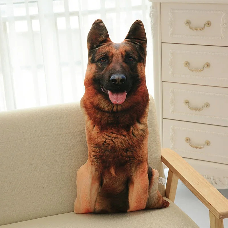 3D Cute Curved Dog Pillow 50cm Pillow Realistic Animal Funny Dog Head Role Playing Home Decoration Sofa Ornament