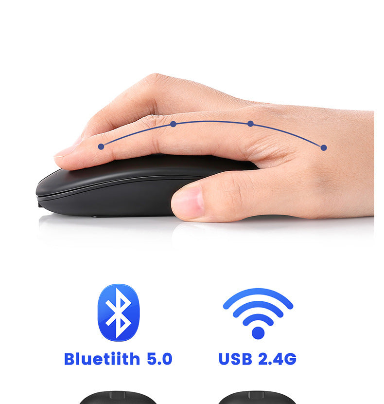 Bluetooth Dual Mode Charging Mouse 5.0 Mute Silent Notebook Game Girls G Wireless Black Mouse