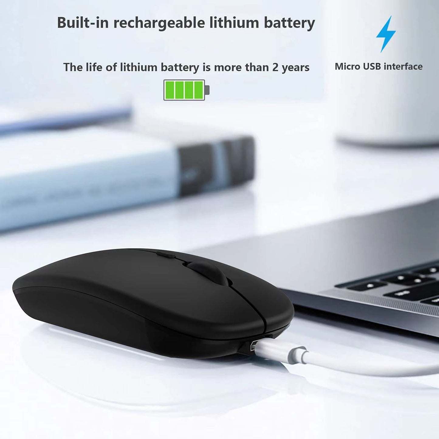 Bluetooth Dual Mode Charging Mouse 5.0 Mute Silent Notebook Game Girls G Wireless Black Mouse