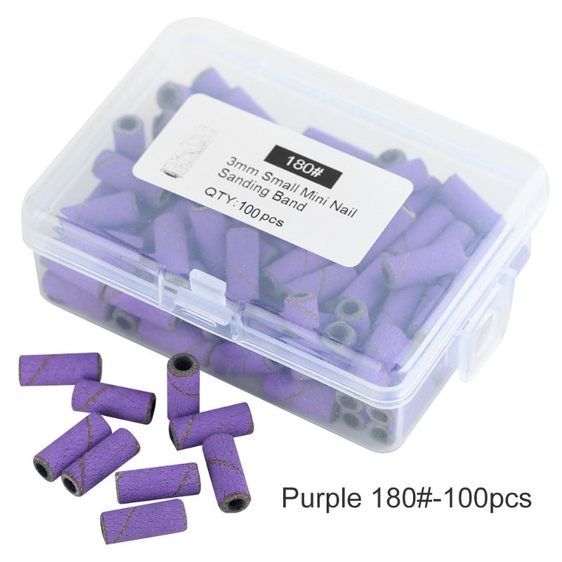 100Pcs 3mm Mini Nail Sanding Bands Remove Dead Skin Cuticle Polishing Sand Ring Set Manicure Tools，Two Size，12. 5mm/20mm Length