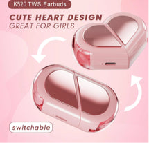 Heart-shaped Rotatable Wireless Bluetooth Earphones HIFI Sound, Touch Control, for gaming, music, calls and others.
