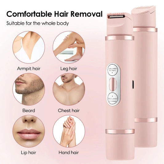 Dual-Head Electric Shaver Painless Women's Epilator for Bikini area and other places as Underarm Facial Lips Leg