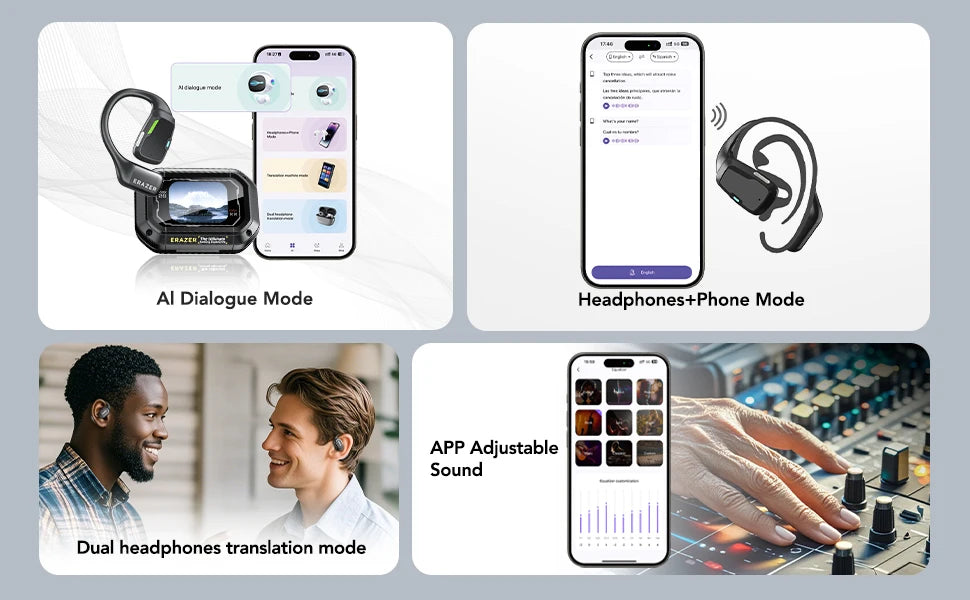 [AI Translator Earbuds]Erazer XP6 Wireless Headphones Gaming Headset Equalizer APP Bluetooth Earphones Waterproof Powerful Sound