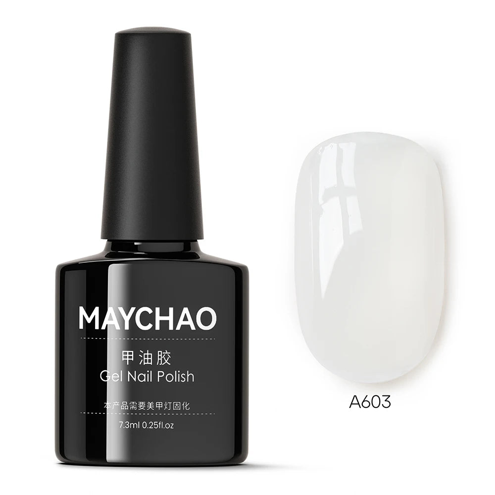MAYCHAO Transparent Jelly Gel Nail Polish SemiPermanent Polish Soak Off UV LED Gel Art Nail Varnish Nude Collection 7.3ml DIY