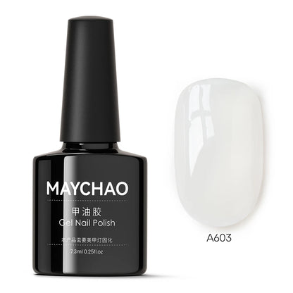 MAYCHAO Transparent Jelly Gel Nail Polish SemiPermanent Polish Soak Off UV LED Gel Art Nail Varnish Nude Collection 7.3ml DIY
