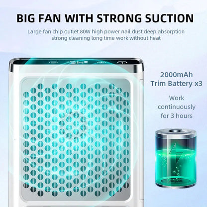 Powerful Nail Dust Vacuum Collector Professional Nail Dust Extractor With Reusable Filter Manicure Equipment Adjustable Speed