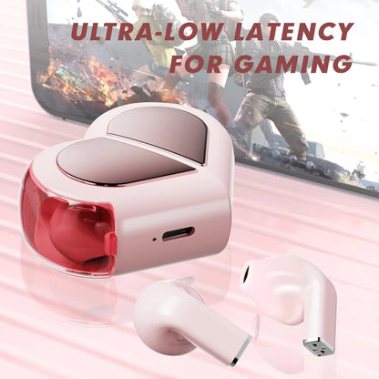 Heart-shaped Rotatable Wireless Bluetooth Earphones HIFI Sound, Touch Control, for gaming, music, calls and others.