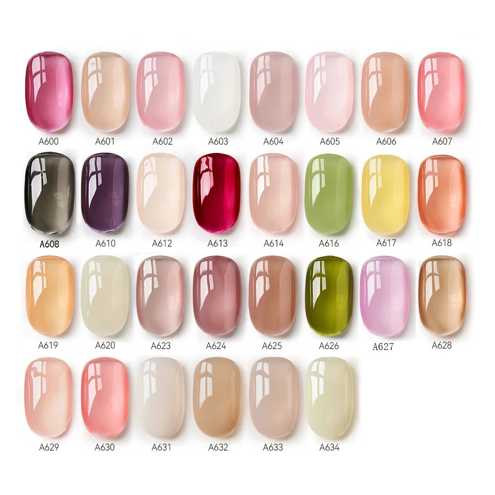 MAYCHAO Transparent Jelly Gel Nail Polish SemiPermanent Polish Soak Off UV LED Gel Art Nail Varnish Nude Collection 7.3ml DIY