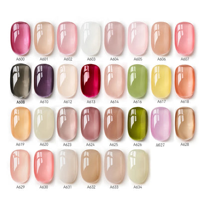 MAYCHAO Transparent Jelly Gel Nail Polish SemiPermanent Polish Soak Off UV LED Gel Art Nail Varnish Nude Collection 7.3ml DIY