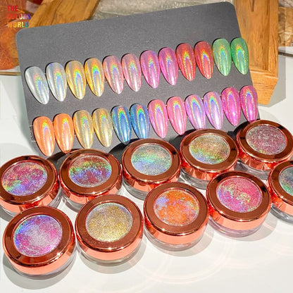 TCT-964 Holographic Mirror Chrome Nail Powder Metallic Shimmer Nail Art Powder for Gel Polish Dip Powder Acrylic Nails