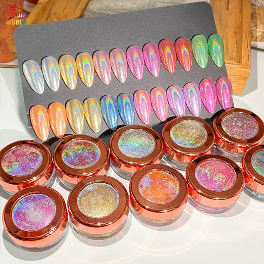 TCT-964 Holographic Mirror Chrome Nail Powder Metallic Shimmer Nail Art Powder for Gel Polish Dip Powder Acrylic Nails