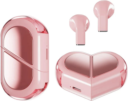 Heart-shaped Rotatable Wireless Bluetooth Earphones HIFI Sound, Touch Control, for gaming, music, calls and others.