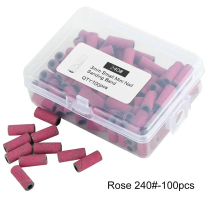 100Pcs 3mm Mini Nail Sanding Bands Remove Dead Skin Cuticle Polishing Sand Ring Set Manicure Tools，Two Size，12. 5mm/20mm Length