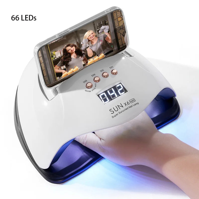 New Gel SunX6Max 256W Nail Gel Dryer Rechargeable Gel UV Nail Lamp 45 UV Led Nail Dryer Mobile Phone Holder