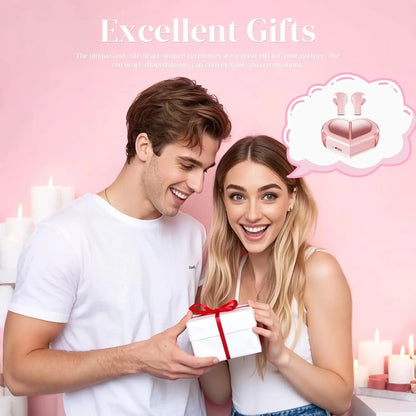 Heart-shaped Rotatable Wireless Bluetooth Earphones HIFI Sound, Touch Control, for gaming, music, calls and others.