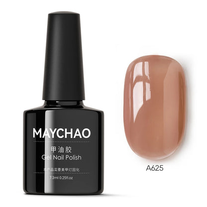 MAYCHAO Transparent Jelly Gel Nail Polish SemiPermanent Polish Soak Off UV LED Gel Art Nail Varnish Nude Collection 7.3ml DIY