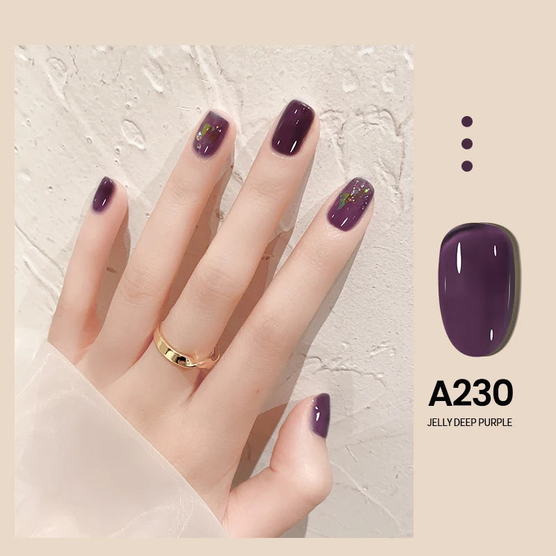 MAYCHAO Transparent Jelly Gel Nail Polish SemiPermanent Polish Soak Off UV LED Gel Art Nail Varnish Nude Collection 7.3ml DIY