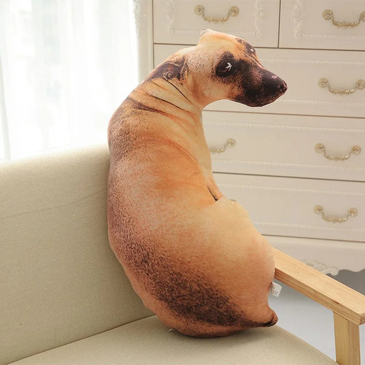 3D Cute Curved Dog Pillow 50cm Pillow Realistic Animal Funny Dog Head Role Playing Home Decoration Sofa Ornament