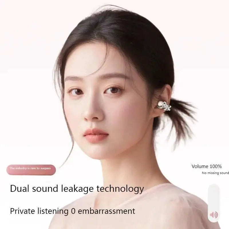 Earbuds Set with Hi-Fi Sound, Fashion & Sparkling Jewelry Ear-Clip Ornament Accessories Earphones Suit For Girl Gifts
