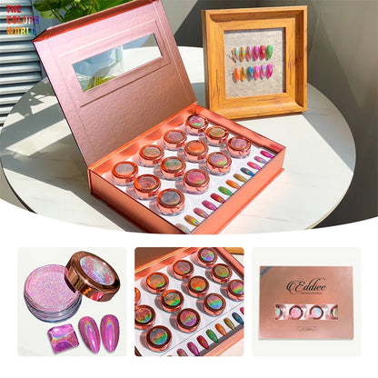TCT-964 Holographic Mirror Chrome Nail Powder Metallic Shimmer Nail Art Powder for Gel Polish Dip Powder Acrylic Nails