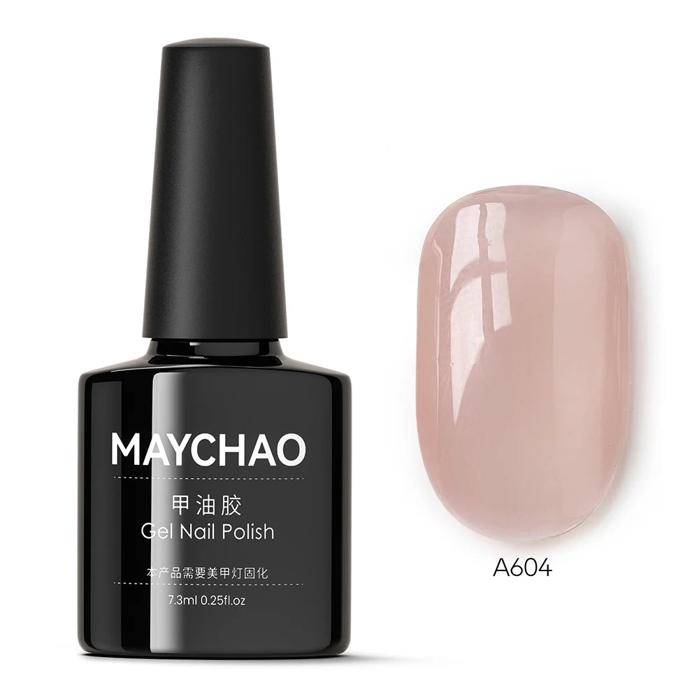 MAYCHAO Transparent Jelly Gel Nail Polish SemiPermanent Polish Soak Off UV LED Gel Art Nail Varnish Nude Collection 7.3ml DIY