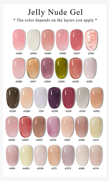 MAYCHAO Transparent Jelly Gel Nail Polish SemiPermanent Polish Soak Off UV LED Gel Art Nail Varnish Nude Collection 7.3ml DIY