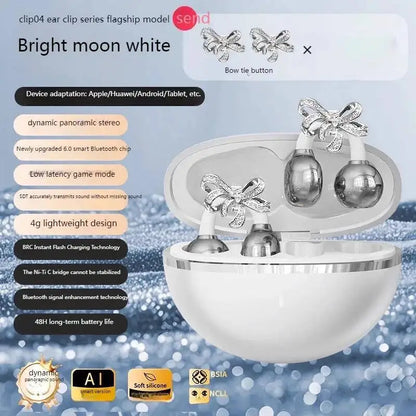 Earbuds Set with Hi-Fi Sound, Fashion & Sparkling Jewelry Ear-Clip Ornament Accessories Earphones Suit For Girl Gifts