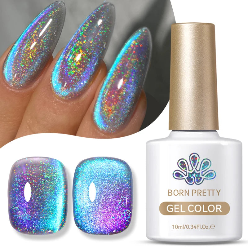 BORN PRETTY Cat Magnetic Gel Nail Polish 10ml Crystal Holographics Glass Bead Semi Permanent Soak Off UV LED Nail Art Manicure