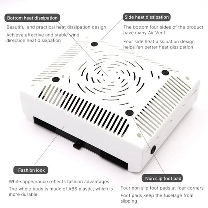 Nail Art Dust Suction Collector, 36W Nail Vacuum Dust Collector Powerful Nail Dust Extractor Cleaner