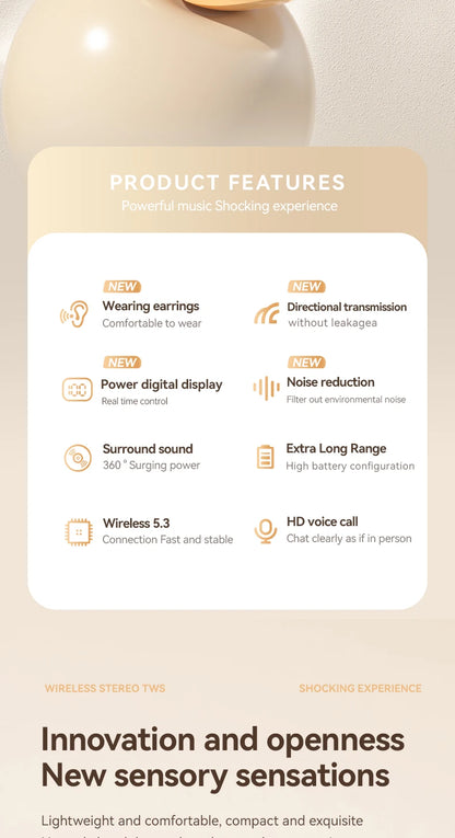 AI Translator Earbuds Wireless BT Real Time Translators Headphones Two-Way Instant Voice Translator Ear Hook for Business Travel
