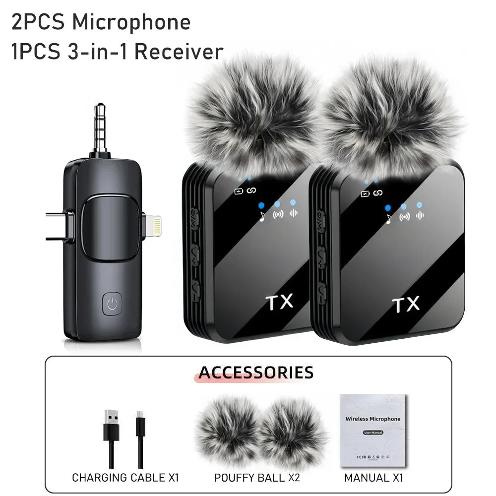 New Wireless Lavalier Microphone for Camera,iPhone,Android,Microphone for Video Recording Recording Podcast Noise Reduction mic