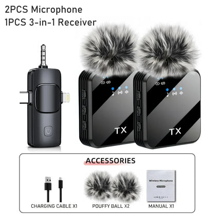 New Wireless Lavalier Microphone for Camera,iPhone,Android,Microphone for Video Recording Recording Podcast Noise Reduction mic