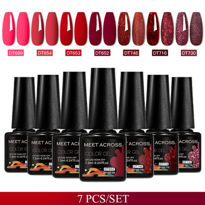 7pcs Gel Nail Polish Set For All Season 7.3ml Semi Permanent UV Gel Varnish Long Lasting Manicure Kit Soak Off Nail Supplies DIY