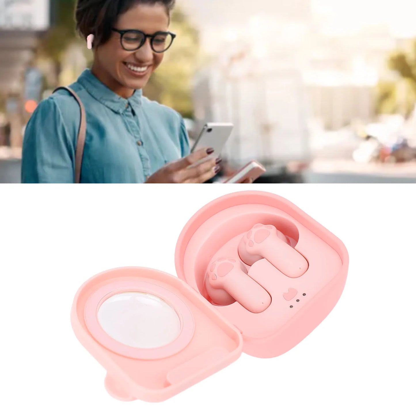 Bluetooth Earphones Ergonomic Cute High Sensitivity Microphone Music Earphones Cat Claw for Girls