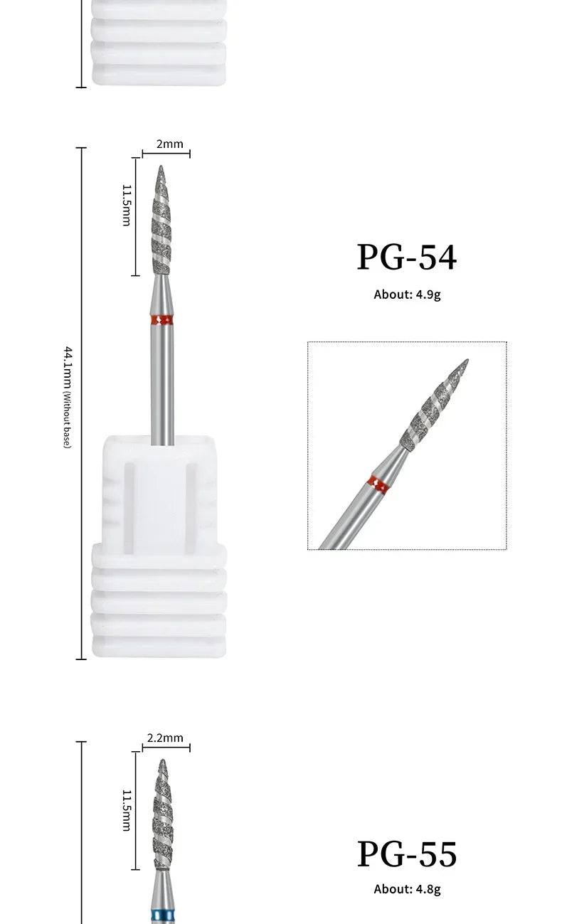 2/1Pcs Tornado Flame Diamond Nail Drill Bit Milling Cutters Dead Skin Remover Pedicure Diamond Burrs for Electric Polisher Tools
