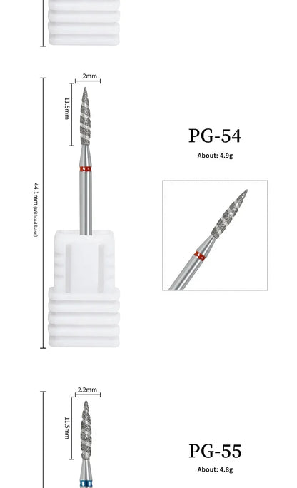 2/1Pcs Tornado Flame Diamond Nail Drill Bit Milling Cutters Dead Skin Remover Pedicure Diamond Burrs for Electric Polisher Tools