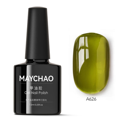 MAYCHAO Transparent Jelly Gel Nail Polish SemiPermanent Polish Soak Off UV LED Gel Art Nail Varnish Nude Collection 7.3ml DIY