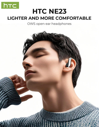 HTC NE23 Earphones Bluetooth V6.0 Open-Ear Wireless Headphones AI Translator Earbuds HD Call Sleek Thin lightweight Earhook