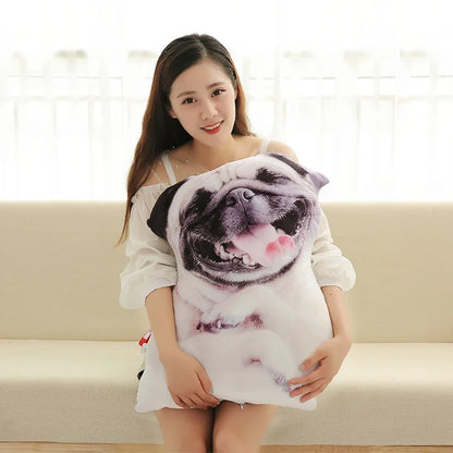 3D Cute Curved Dog Pillow 50cm Pillow Realistic Animal Funny Dog Head Role Playing Home Decoration Sofa Ornament