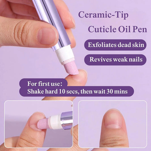 1Pcs 3-In-1 Nail Care Essentical Oil Pen Remover Dead Skin Burrs Nail Cuticle Pusher Strengthen Repair Damaged Nail Essent Oils