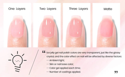 MAYCHAO Transparent Jelly Gel Nail Polish SemiPermanent Polish Soak Off UV LED Gel Art Nail Varnish Nude Collection 7.3ml DIY