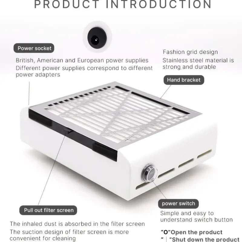 Nail Art Dust Suction Collector, 36W Nail Vacuum Dust Collector Powerful Nail Dust Extractor Cleaner