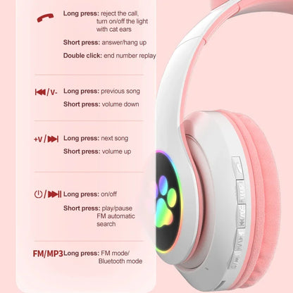 5.0 Bluetooth Headphones JST-28 Cat Ear Cute Series Wireless Led Flash Light Glowing Cat Headphones Stereo Sound Quality