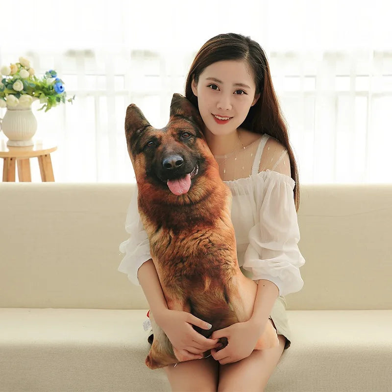 3D Cute Curved Dog Pillow 50cm Pillow Realistic Animal Funny Dog Head Role Playing Home Decoration Sofa Ornament
