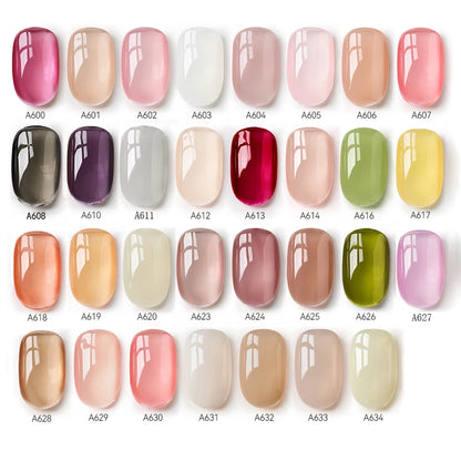 MAYCHAO Transparent Jelly Gel Nail Polish SemiPermanent Polish Soak Off UV LED Gel Art Nail Varnish Nude Collection 7.3ml DIY