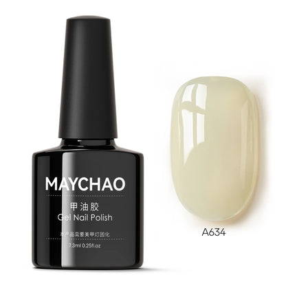 MAYCHAO Transparent Jelly Gel Nail Polish SemiPermanent Polish Soak Off UV LED Gel Art Nail Varnish Nude Collection 7.3ml DIY