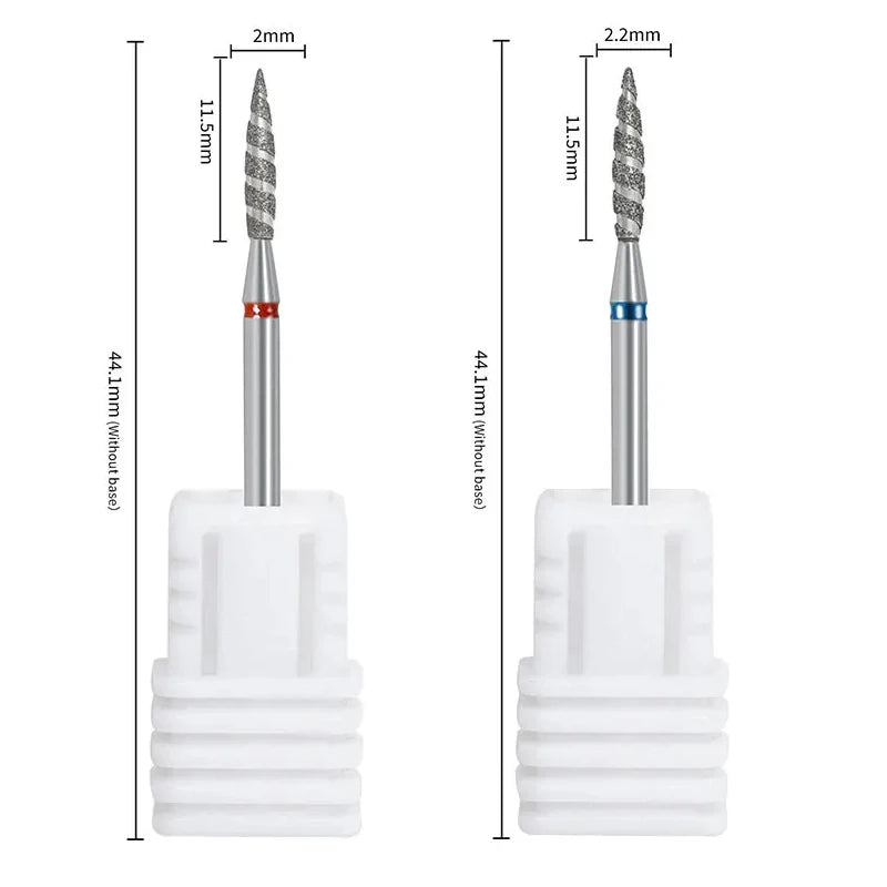 2/1Pcs Tornado Flame Diamond Nail Drill Bit Milling Cutters Dead Skin Remover Pedicure Diamond Burrs for Electric Polisher Tools